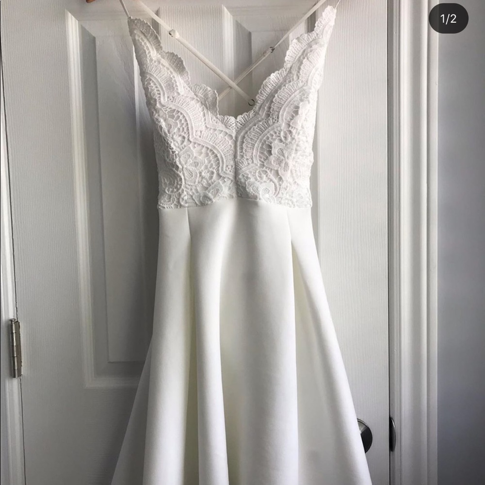 White lace too short dress